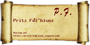 Pritz Fábiusz névjegykártya